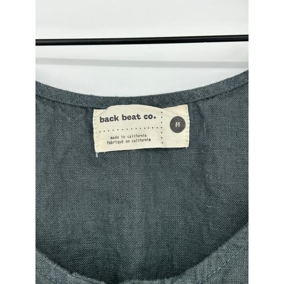 Back Beat Co Linen Blend Cargo Jumpsuit Deep teal  Utility Lounge Coastal Size M - Picture 5 of 9